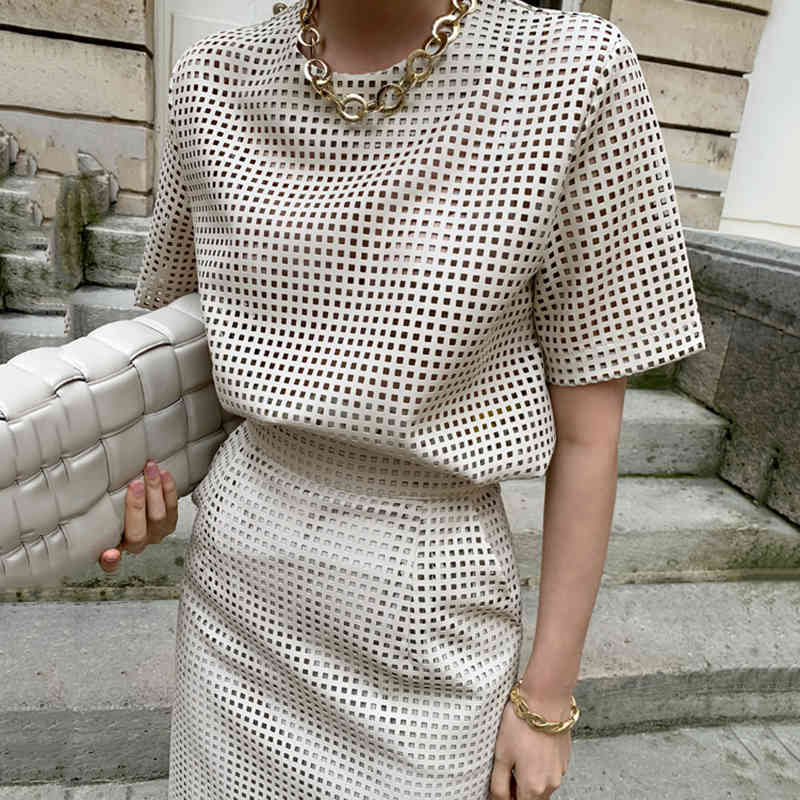 

Women's Suits & Blazers Summer office skirt, women's set of two pieces, leather clothes with short sleeves + long skirt high waist, 2 parts 88JR, 1# shoe box