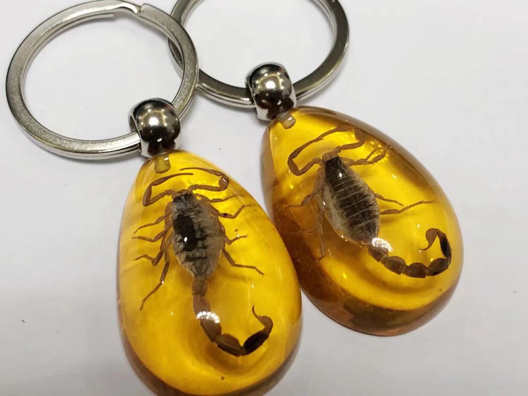 

50 pcs Fashion Stylish Real Gold Scorpion King Keychain Yellow Drop Creative Gift