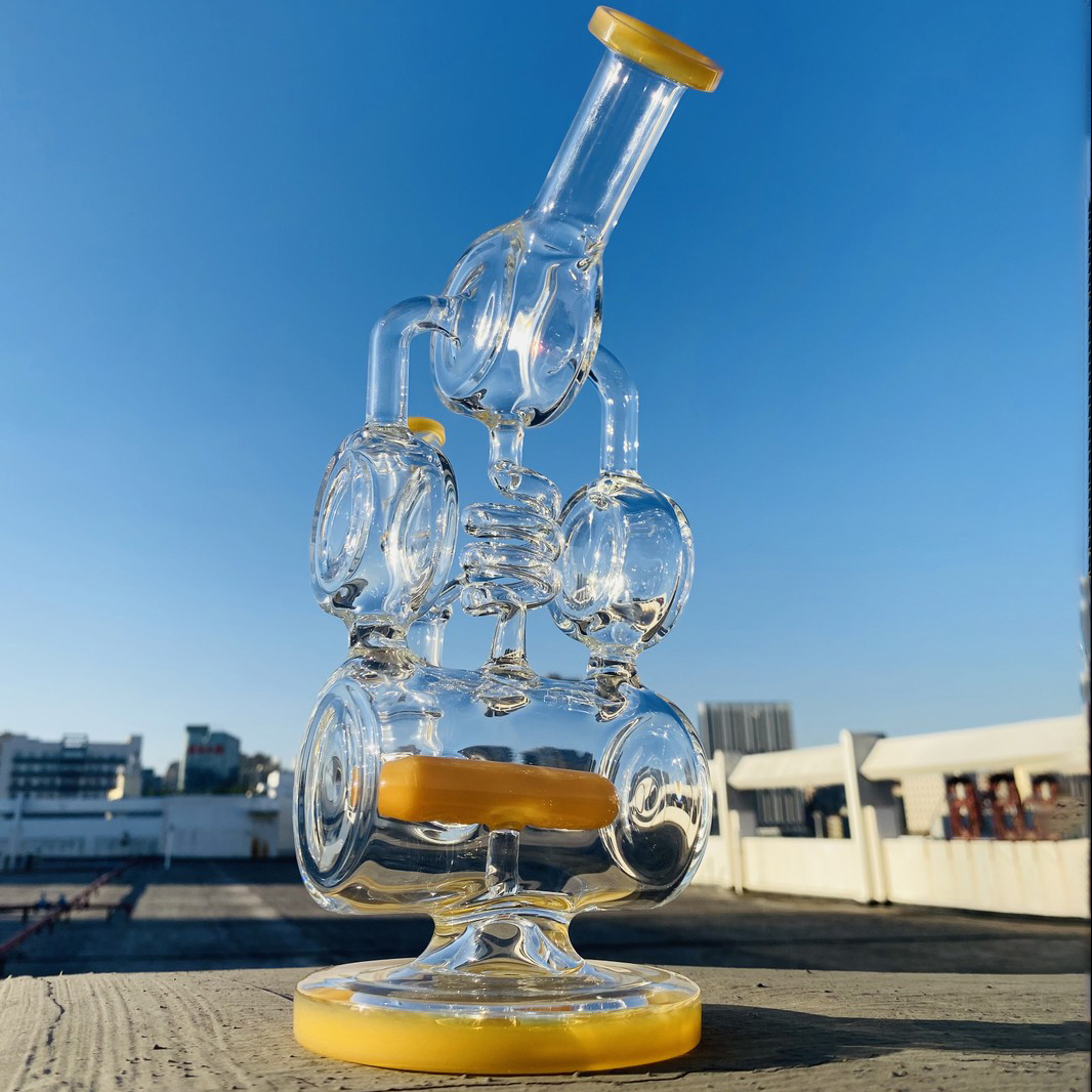 

11 inch thick glass bong hookah big inner coil recycler dab rig inline perc tall water pipe