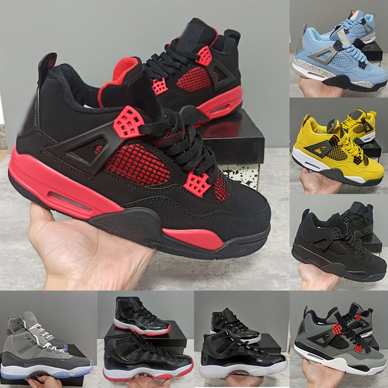 

Red Thunder 4 Basketball Shoes Jumpman 4s University Blue Lightning Black Cat Classic Mens Sports Sneakers 11 11s Cool Grey Space Jam Bred Woman Trainers, 32