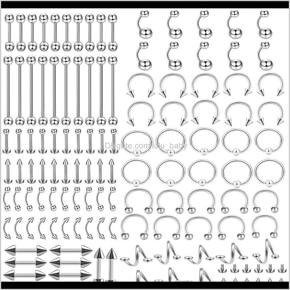

Cool 120 Tongue Mixed Set Stainless Steel Lip Eyebrow Nose Belly Button Ring Piercing Jewelry Wholesale Odoml Tru8J