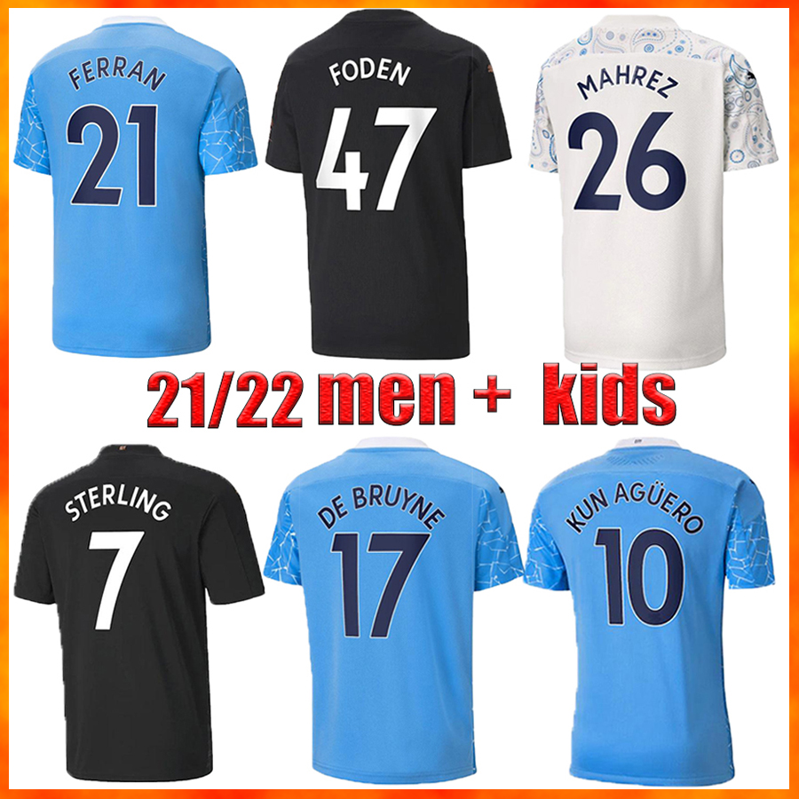 

2021 2022 DE BRUYNE soccer jersey 21 22 Manches G. JESUS CITY STERLING FERRAN KUN AGUERO MAHREZ FODEN RODRIGO football t-shirt for men+kids, Away men+patch