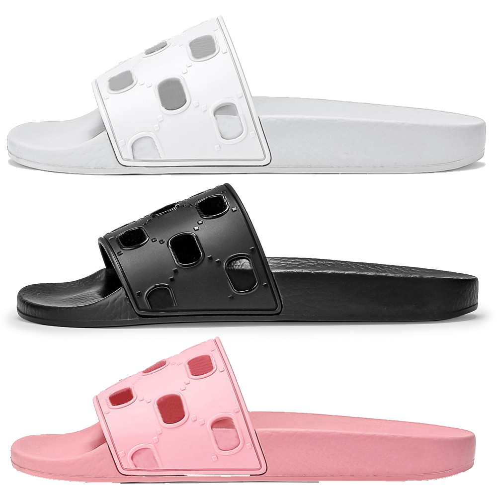 

mens womens fashion cut-out pattern design flat slippers unisex causal rubber sandals pool slides outdoor beach flip flops, Pink