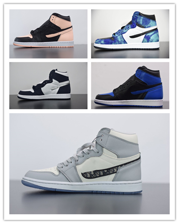 

Tie Dye Royal COJP Midnight Navy Black Crimson Tint high 1s sneakers retro running basketball shoes men women sneaker trainer sport trainers sports shoe with box, Extra box pack