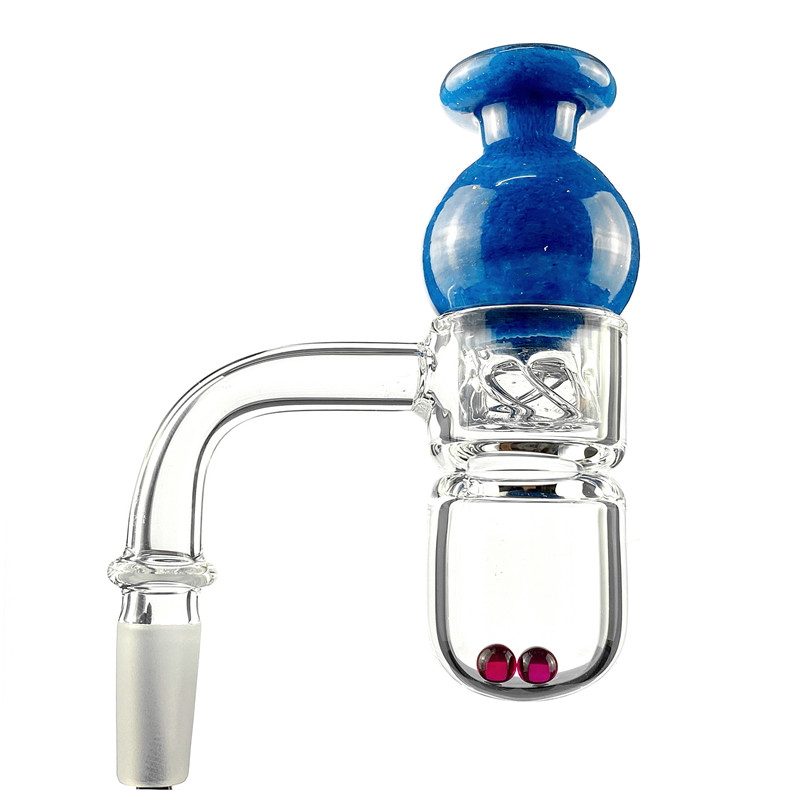 

90/45 Degree 25mm Wide Splash Guard Round Bottom Quartz Accessories Spinner Cap With Terp Pearl