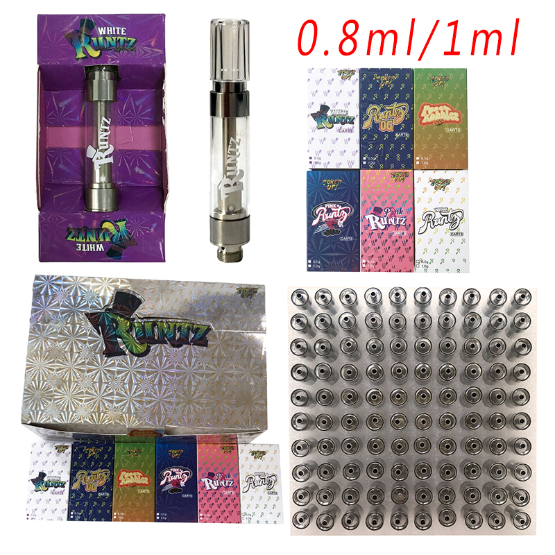 

Runt Vape Cartridges Atomizers 0.8ml 1ml Cartridge Packaging Ceramic Glass Thick Oil Carts Dab Pen Wax Vaporizer 510 Thread E Cigarette