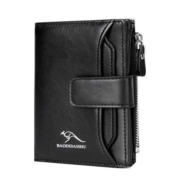 

Men's Wallets Genuine Leather Fashion Anti Theft Short Zipper Card Holder Pocket Purse Wallets, Brown