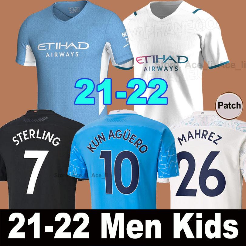 

Manchester soccer 21 22 G. JESUS CITY STERLING FERRAN DE BRUYNE KUN AGUERO 2021 2022 football shirts MAN uniform, Black;yellow