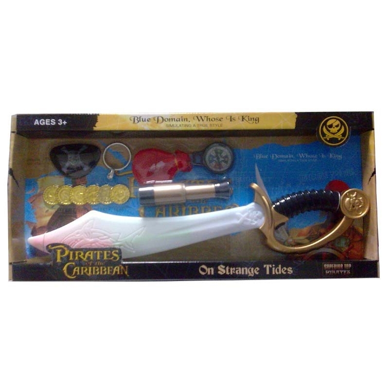 

Pirate set flash sword telescope gold coin compass purse eye patch Earrings Halloween Plastic toy props