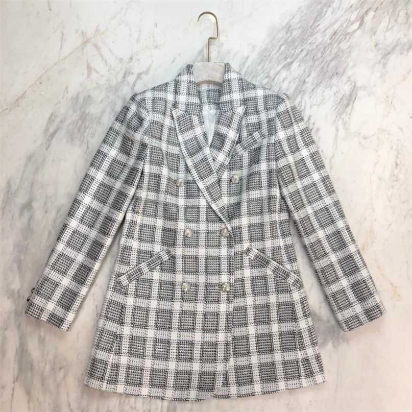 

autumn winter blazer normal version and fashion design plaid for ladies femme 211019, Gray