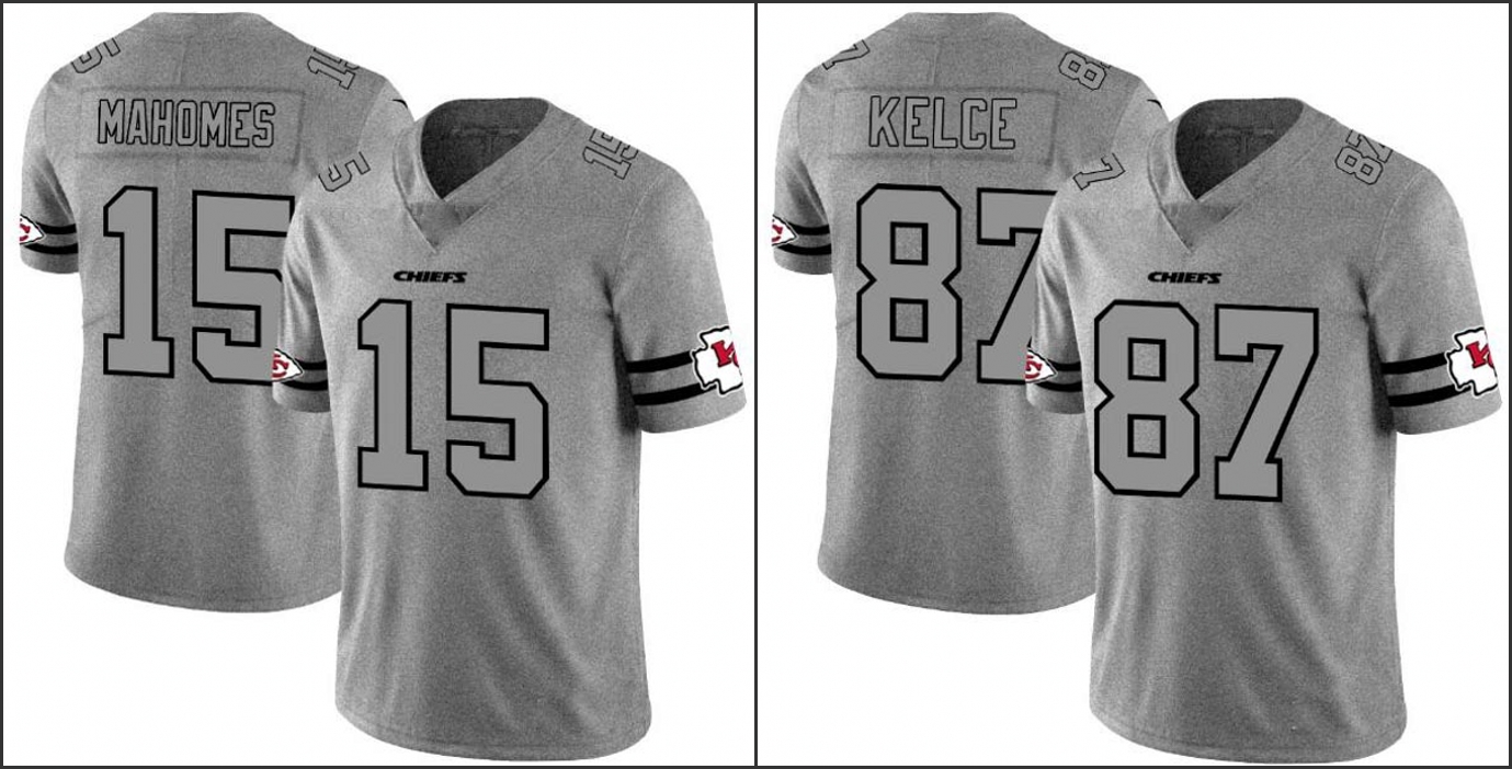 

KansasCityChiefsMen #15 Patrick Mahomes 87 Travis Kelce Women Youth Gridiron II Limited Jersey, Black;red