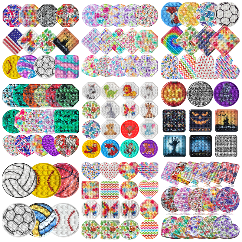 

Fidget Toys Push It Bubble Sensory Autism Special Needs Stress Reliever Squeeze Decompression Toy for Kids Family Colour printing