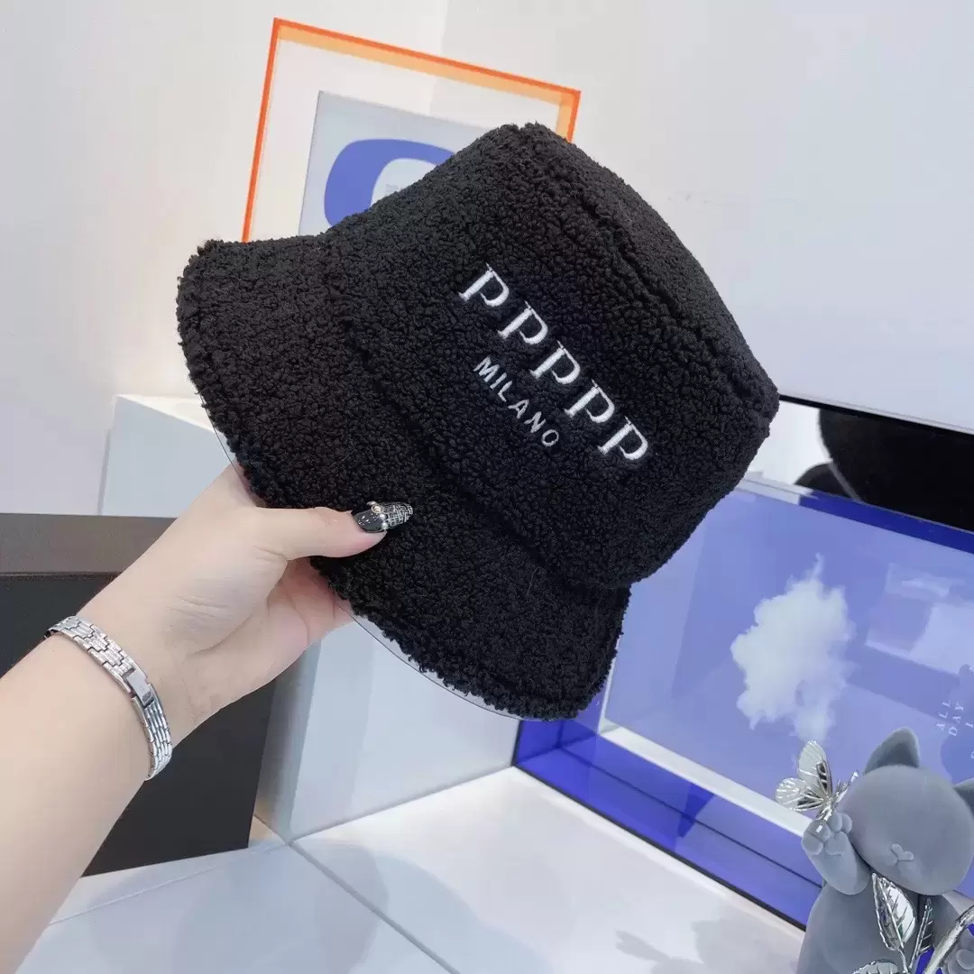 

Letter Designer Warm Bucket Hat Spring Winter Plush Cap Fashion Street Hats for men women Black White Top Quality Wide Brim Hats, Extra cost