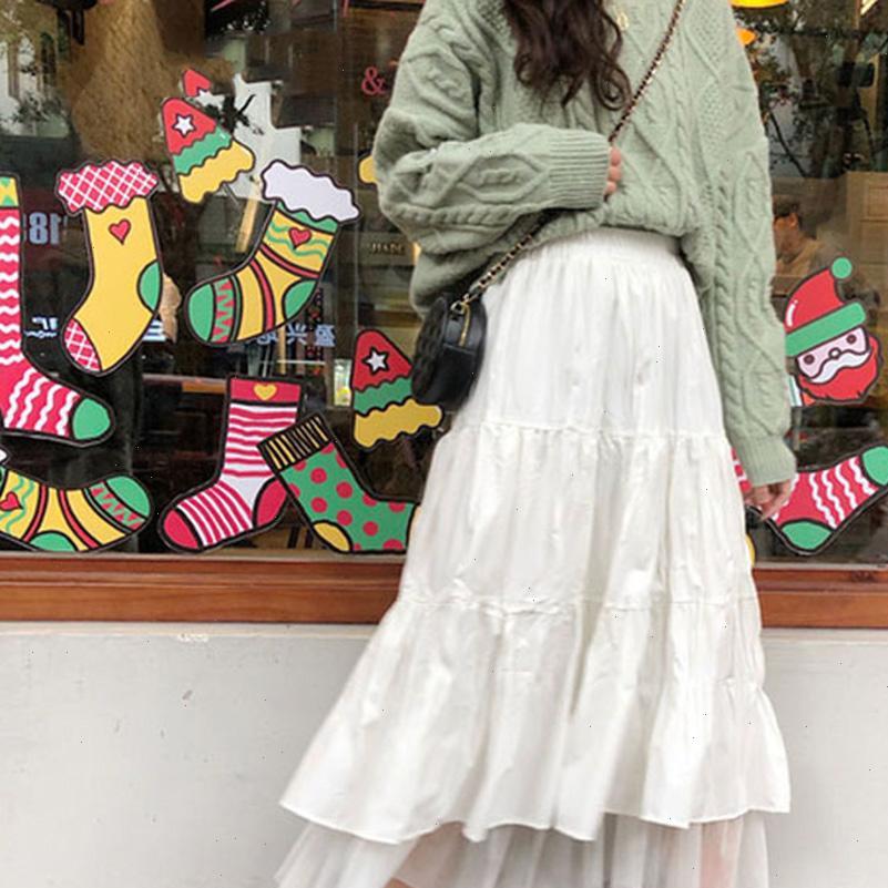 

fashion white color women womens skirt a line pleated tulle elastic high waist party long maxi casual, Black