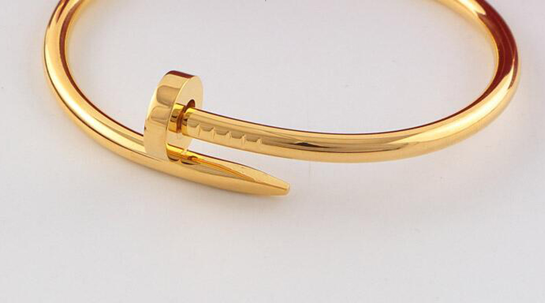 

2021 Yellow Gold, White gold and rose gold stainless steel bangle Nail bracelet with box set