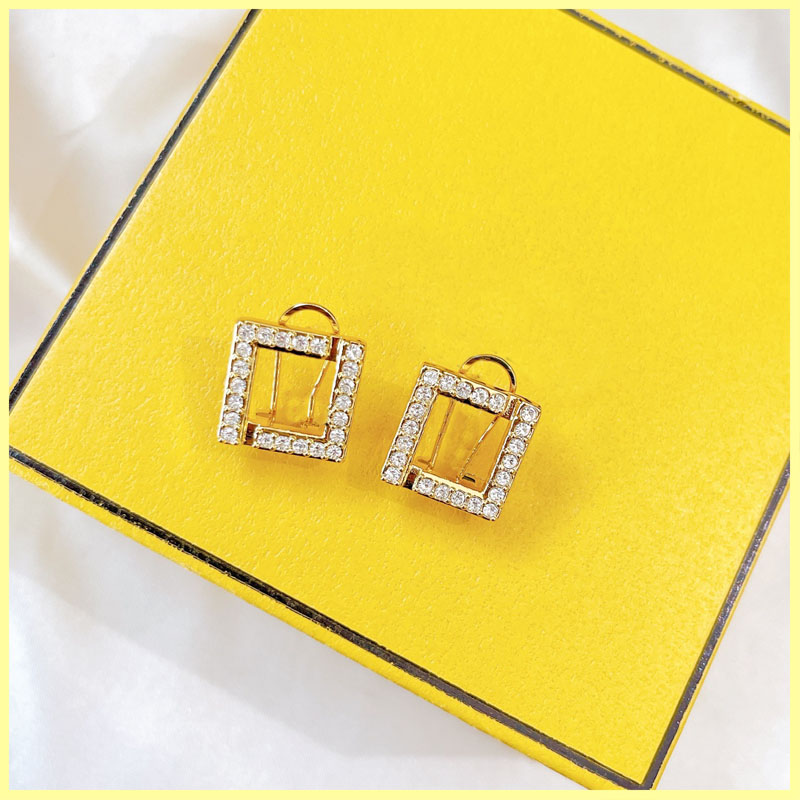 

2021 Fashion Womens Earrings Jewelry Luxurys Designer Earrings Full Diamond Ear Cuff Stud Letters F Earrings Ornaments Necklaces 21090903R