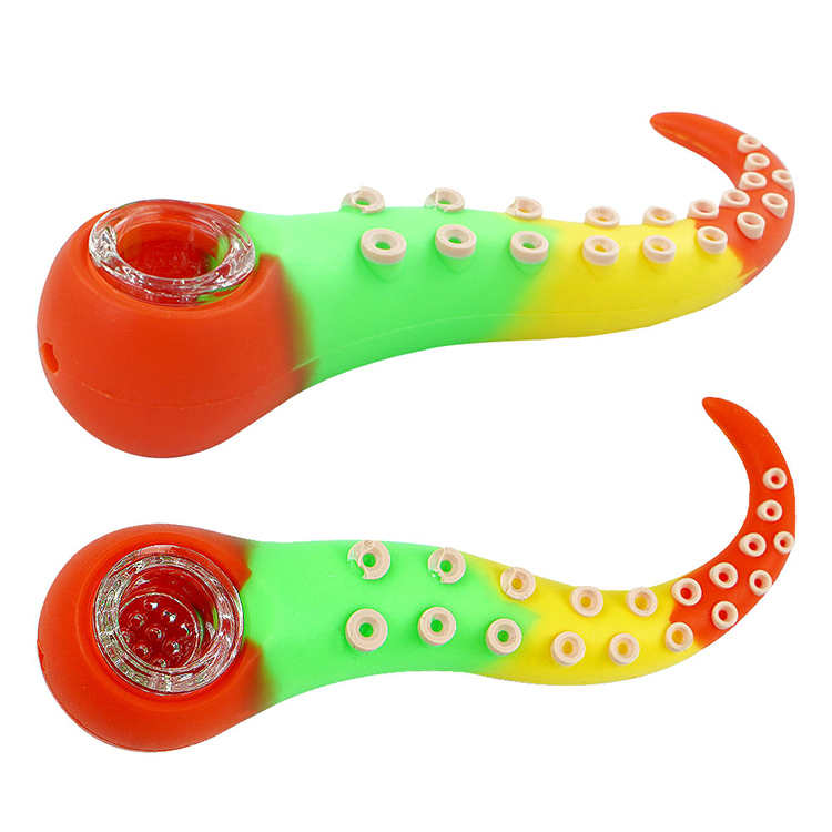 

4.5'' octopus hand pipes smoking pipe oil rigs slicone bongs bong with glass bowl