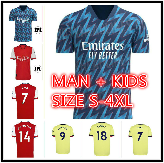 

large size S-4XL XXXL XXXXL Arsen soccer jersey 21 22 gunners ODEGAARD THOMAS PEPE SAKA TIERNEY HENRY WILLIAN SMITH ROWE 2021 2022 football shirt men kids sets uniform