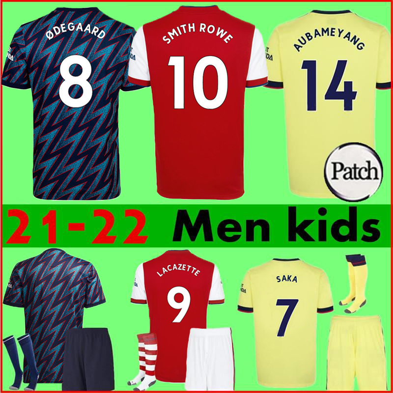 

21 22 SAKA soccer jerseys ARS gunners ODEGAARD THOMAS PEPE TIERNEY WILLIAN SMITH ROWE MARTINELLI HENRY 2021 2022 football shirt Men Kids kit sets uniform Wear 3rd, Away kds