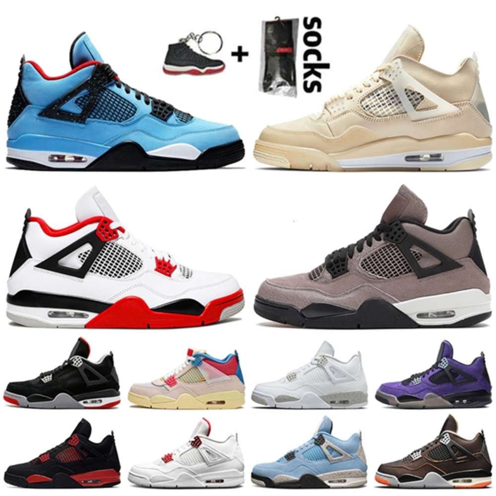

4s Travis Scott Sail Women Mens Jumpman 4 Basketball Shoes Fire Red Taupe Haze Trainers University Blue Thunder Black Cat Sports aaronKwok