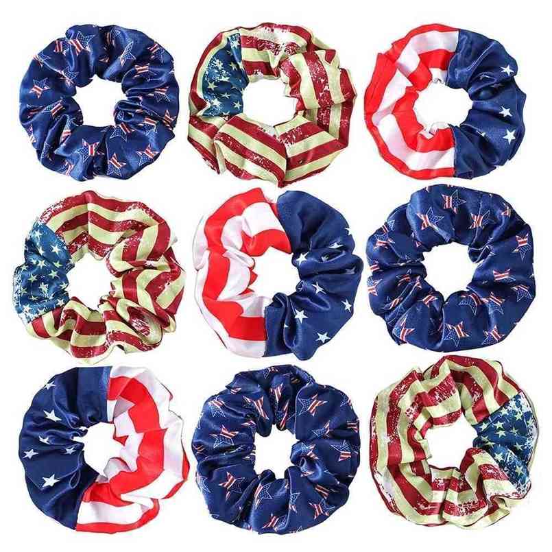 

Elastic US Flag Hair Scrunchies Hair Bands Circle Ropes Girls Ponytail Holder Scrunchy Headband Wraps Flowers Headdress Independence Day Gift G58SK8O, 1lot=9pcs;mixed colors