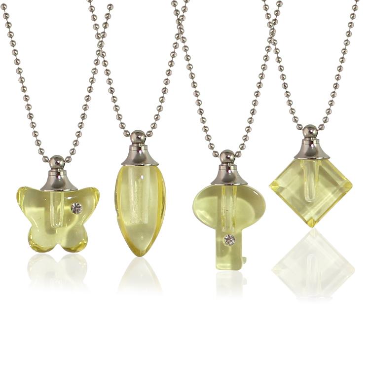 

Pendant Necklaces 3PCS Yellow Crystal Bottle Necklace Perfume Essential Oil Keep Openable Small For Women, Silver