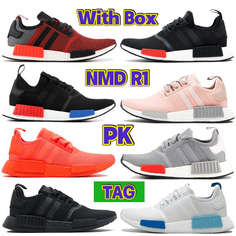 

With Box NMD R1 running Shoes triple black lush red Europe Exclusive blanch blue Tactile Green men women designer sneakers US 5-11, Bubble wrap packaging