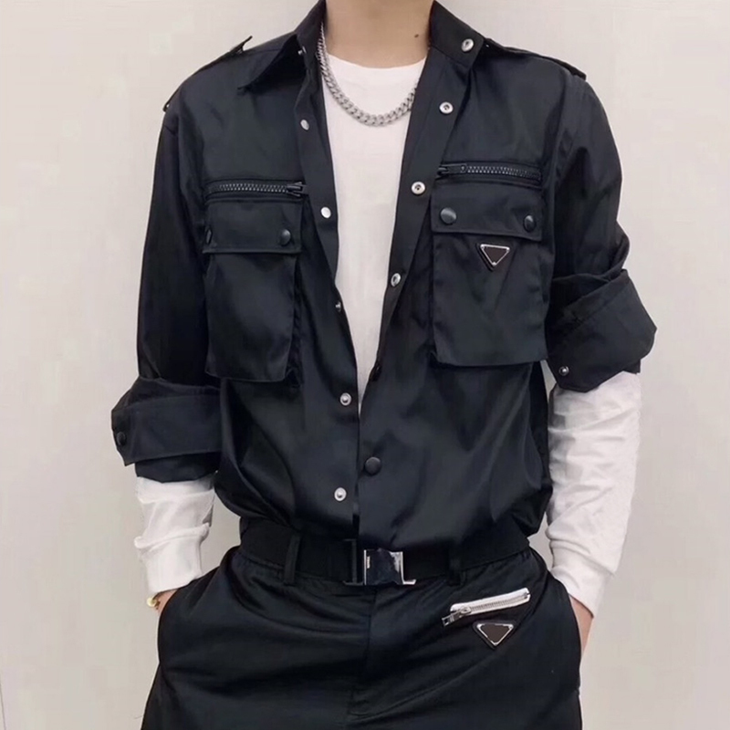 

Women's jacket autumn winter classic fashion black cool slim shirt couple Size ml XL, Black;brown