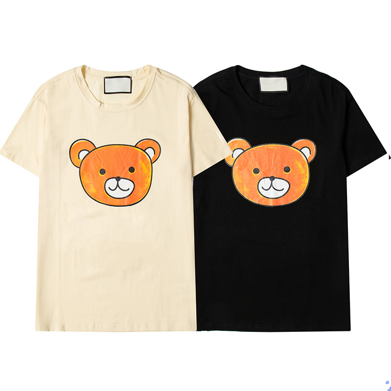 

Mens Designers T Shirt Summer Little bear Black Orange Clothes Fashion Casual Men S Clothing trend short sleeve pattern lattice Tees Womens designer t-shirts