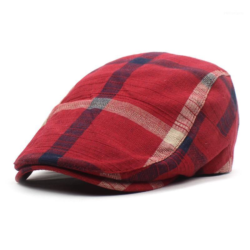 

Berets Ldslyjr Spring Summer Plaid Cotton Sboy Caps Men Flat Peaked Cap Women Painter Beret Hats 32, Black