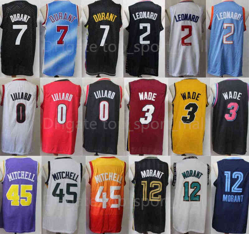 

Team Basketball Kevin Durant Jersey 7 Dwyane Wade 3 Kawhi Leonard 2 Damian Lillard 0 Ja Morant 12 Donovan Mitchell 45 Stitched Good Man Wear, Photo e