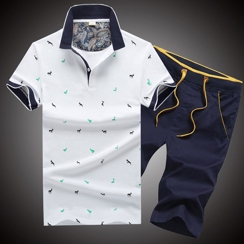 

MANTLCONX New Arrival Fashion Casual Summer Print Men Shorts + T shirt Men's Suit 2 Pieces Sets Plus Size 4XL Bottoms X0503, Light grey-