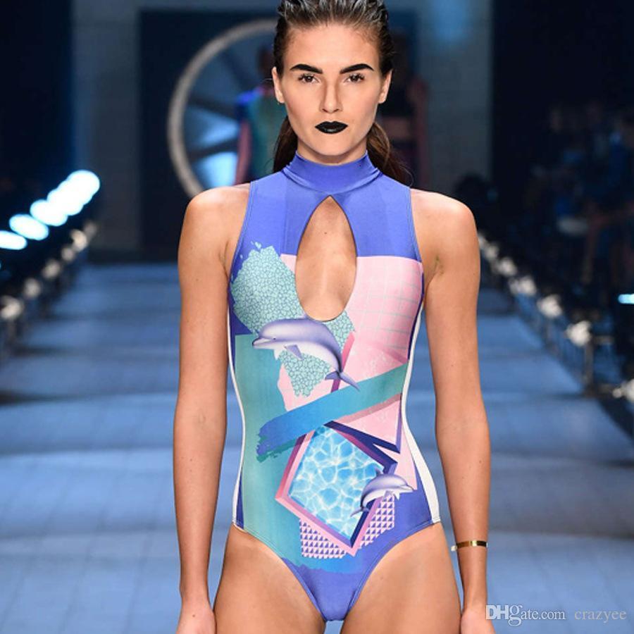 

Women' Swimwear One Piece suit Sexy Women Bathing Suit Vintage Beach Wear Print Bandage Push up 2LY2, 1#