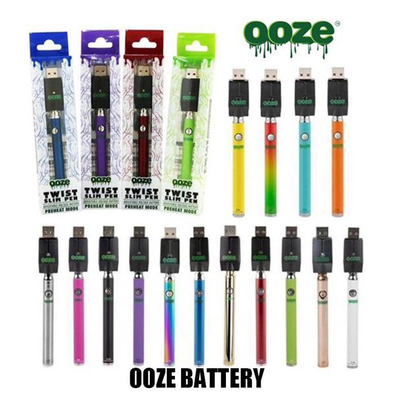 

Ooze Twist slim pen Preheating Battery 350mah variable voltage Bud Touch battery 510 thread VS Law vertex Vmod palm battery Free