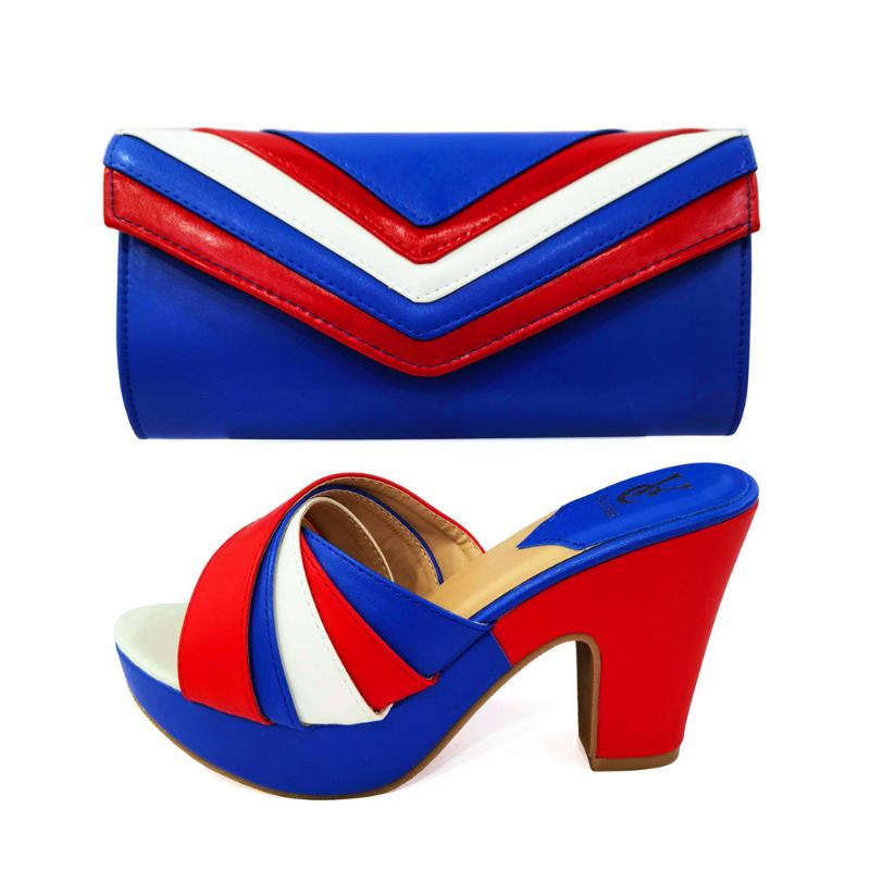 

Summer Slippers CR2126 Italian Design 2021 Blue Color Women Nigerian Shoes And Matching Bags For Wedding Dress, Black