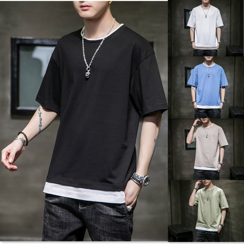 

men's t shirts short t-shirt summer cotton loose solid t simple casual half sleeve men, White;black