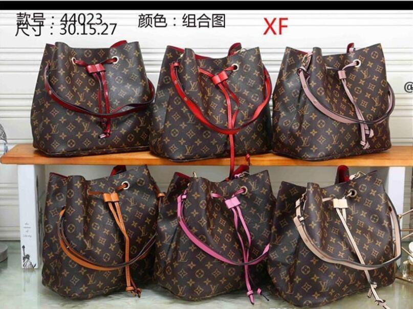 

Low price sale LV LOUIS bag VITTON old flower Drawstring bucket bag classic shoulder bagss clutch handbag leather crossb, Red;black