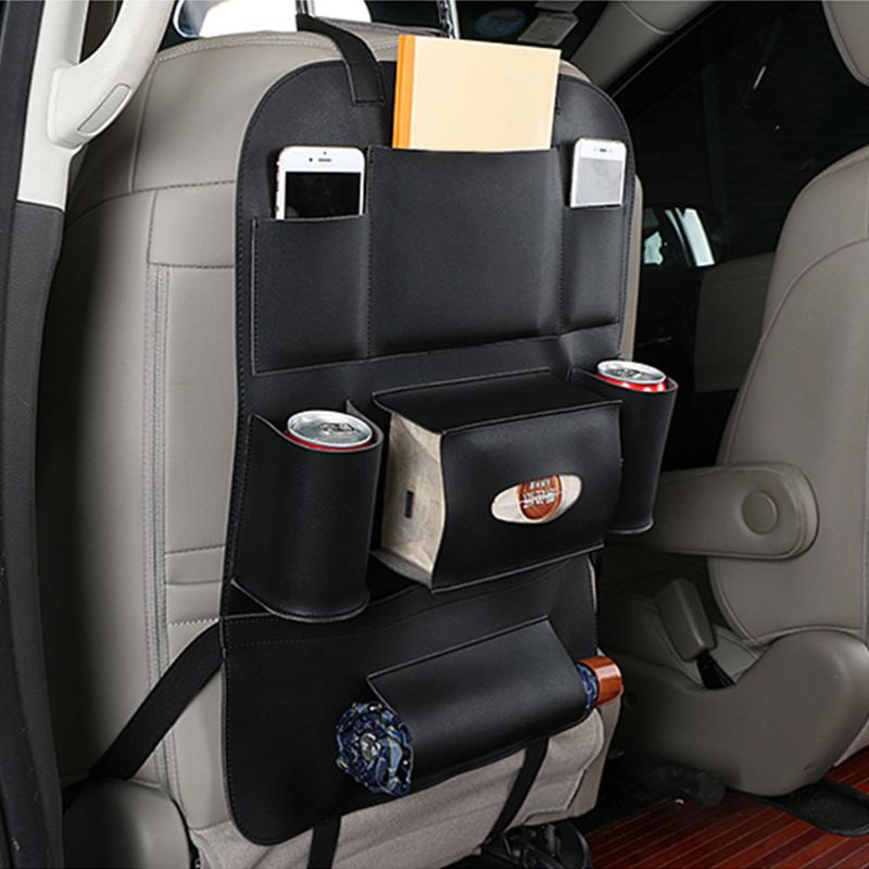 

Car Seat Back Storage Bag Backseat Organizer Multifunctional Leather Hanging Pocket Cushion & Backrest Covers