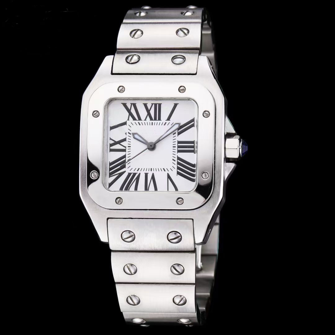 

Factory men watch SANTO WSSA0018 mens Quartz Movement watches white dial sapphire glass stainless steel strap luxury Wristwatch, Slivery;brown