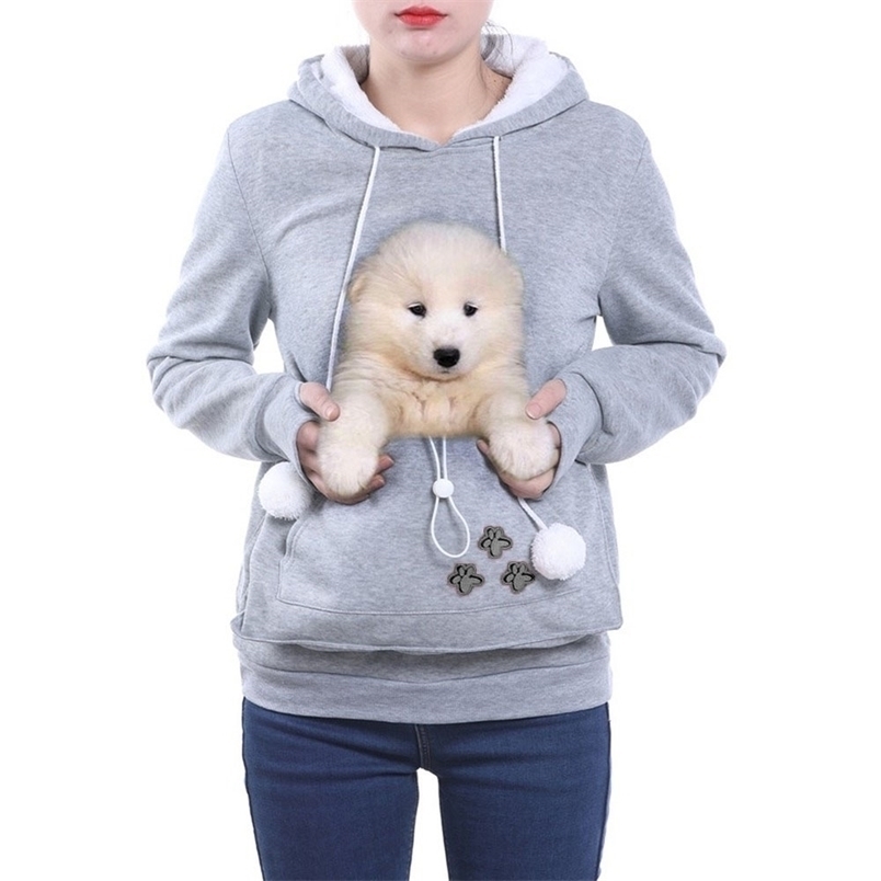 

Fashion 2021 High Quality Cat Lovers Hoodies Ears Cuddle Pouch Dog Pet Hoodies For Casual Kangaroo Pullovers Sweatshirt 220210, Black fish print