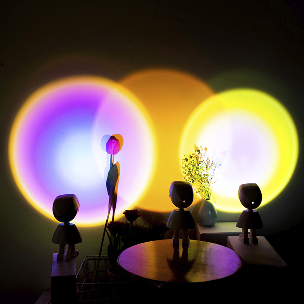 

Rainbow Sunset Light Projector Lamp Atmosphere Led Night Light Romantic Mood Light Projector for Home Room Background Wall Decor