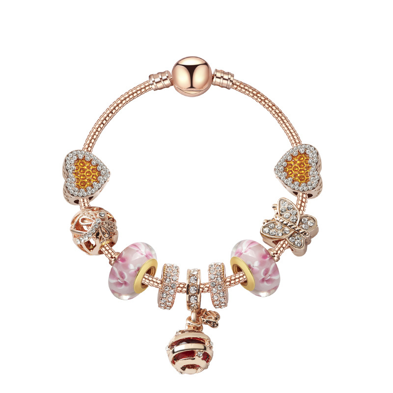 

Bracelets DIY Strands Sweet Rose Golden Honeycomb Pendant Butterfly Bead