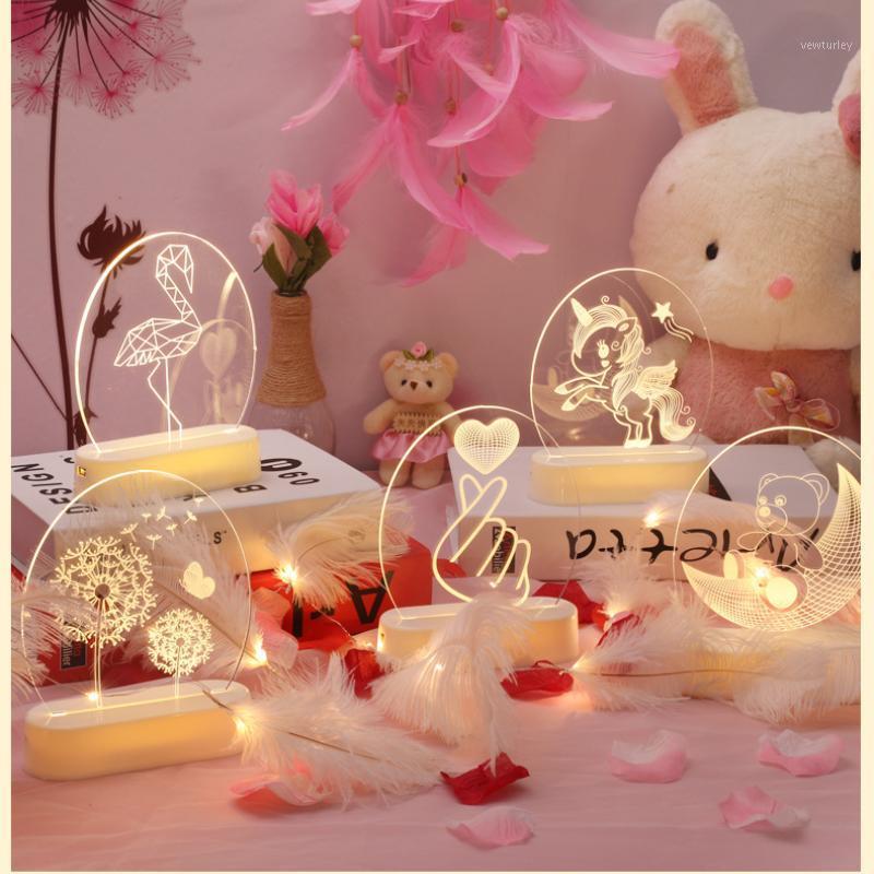 

Party Decoration Decor Valentine' Romantic Love 3D Acrylic Led Lamp For Home Children's Night Light Table Birthdays Day Bedside