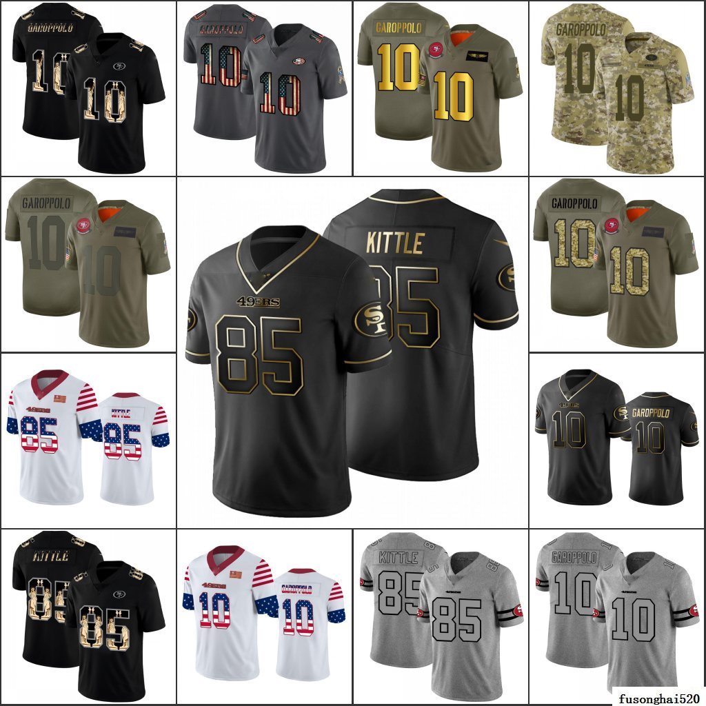 

Custom San Francisco49ersMen #10 Jimmy Garoppolo 85 George Kittle Women Youth Limited Jersey