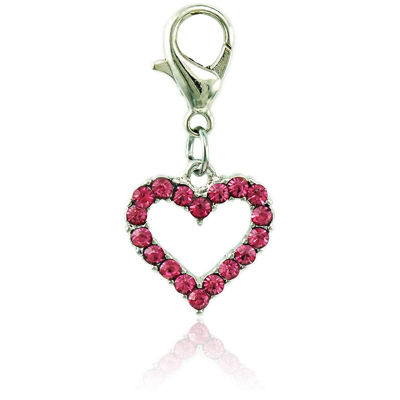 

2021 Floating Fashion Charms With Lobster Clasp Dangle Rhinestone Peach Heart Charms For Jewelry Making DIY Accessories