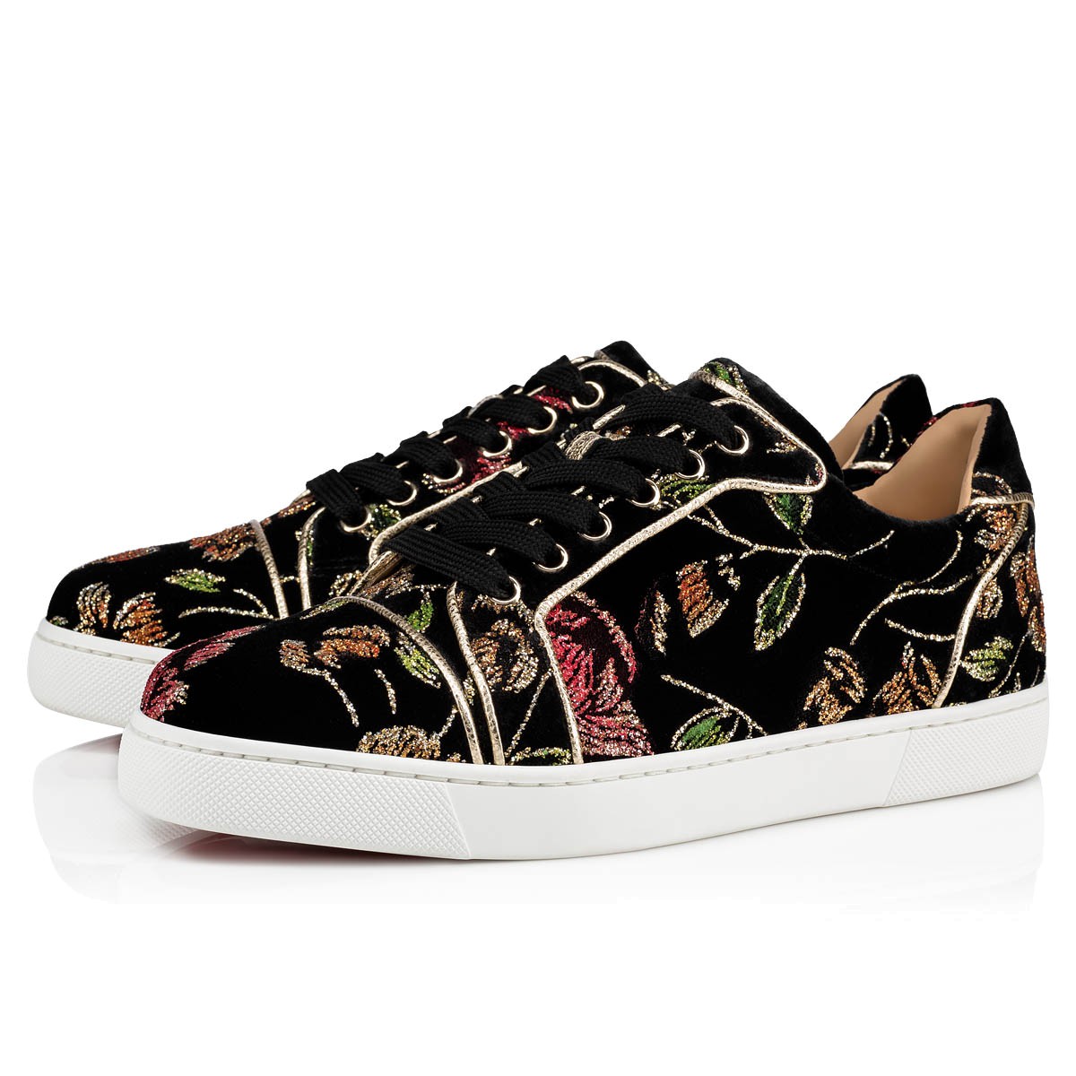 

Fashion Luxury Designs Men Women Red Bottom Shoes Sneakers Glitter Party Wedding Graffiti Flat Casual Trainers With Box EU 35-47, Black