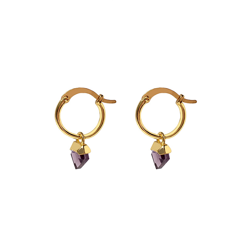 

2021 chandelier dangle gold earrings for women pierced design cuff earring agate purple crystal copper plate designer ear rings luxury pendants jewelry