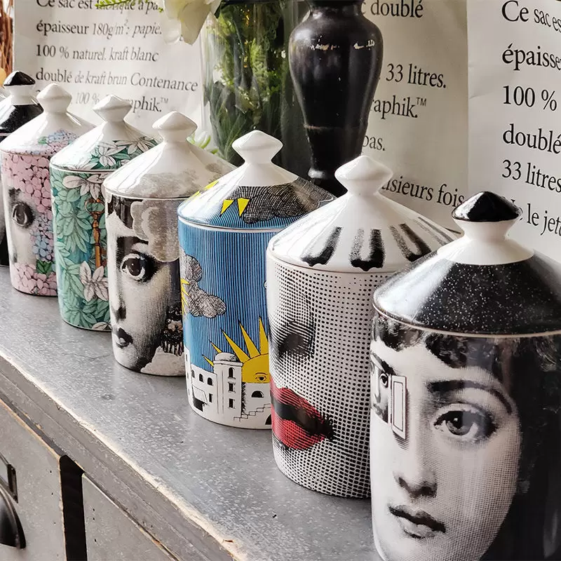 

Ceramic Candle Holders 14*9.5*8cm Lady Face Jar DIY Empty Candles Holder Beauty Dressing Brush Pen Box With Lid Ceramic Storage Tin Flower and Bottle