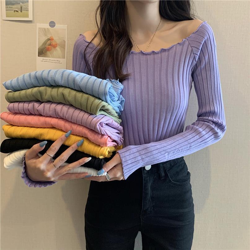 

autumn slim pullovers women knitted sweater full sleeve slash neck off the shoulder chic pullover female real ps, White;black
