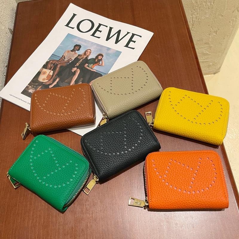 

Card Holders Genuine Leather Women's Luxury Design Purse Fashion Short Money Bag Ladies Holder Female Wallet With Box Package Cions, Orange